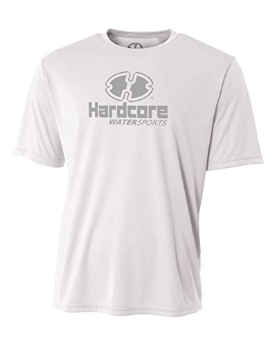 Mens Rash Guard Surf Swim Shirt Hardcore Water Sports SPF Protection Loose Fit White