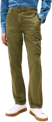 Tommy Hilfiger Pantalones Cargo Hombre Denton Twill con Bolsillos, Verde (Dark Greenery), 30W/28L