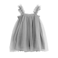 JNKLWPJS Baby Girls Tutu Dress Sleeveless Infant Toddler Princess Party Tulle Sundress B-Grey 3 Years