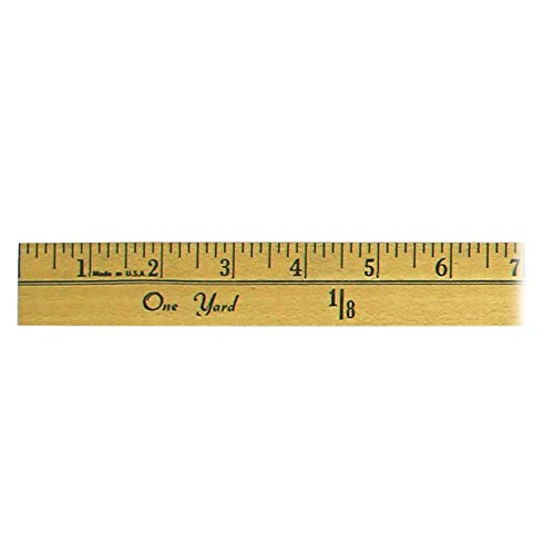 Wood Yard Stick, Clear Lacquer Finish, Scaled on Both Sides in 1/8th