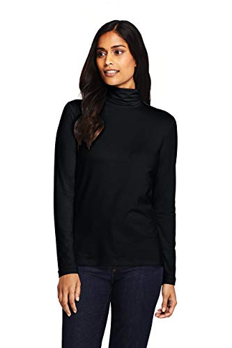 Lands' End Women's Lightweight Fitted Long Sleeve Turtleneck XL Black