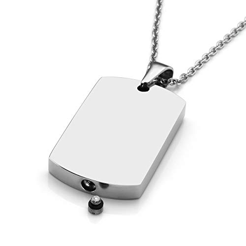 Zysta Stainless Steel Military Dog Tag Cremation Ashes Urn Holder Container Memorial Keepsake Pendant Necklace with 24 inches Chain