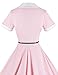 GownTown 1950s Vintage Short Sleeve Rockabilly Swing Dress,Pink,Large
