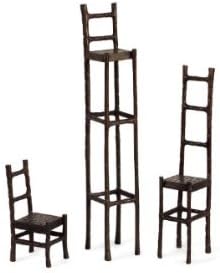 7.75-15-20"h Classic Cast Iron Tall Chair Accent Sculpture Figurine - Set of 3