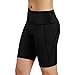 ODODOS Women's Yoga Short Tummy Control Workout Running Athletic Non See-Through Yoga Shorts with Hidden Pocket,Black,Large