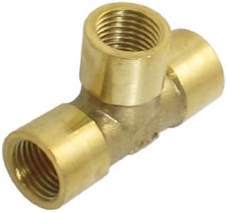 uxcell Solid Brass Female 1/4" PT Thread Water Hose Pipe Tee Connector