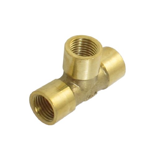 uxcell Solid Brass Female 1/4" PT Thread Water Hose Pipe Tee Connector