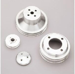 March Performance 1630 Performance Series Clear Powdercoat Aluminum V-Belt Pulley Kit - Set of 3