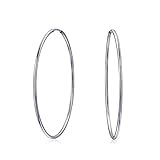 Bling Jewelry Sterling Silver Thin Continuous Endless Hoop Earrings