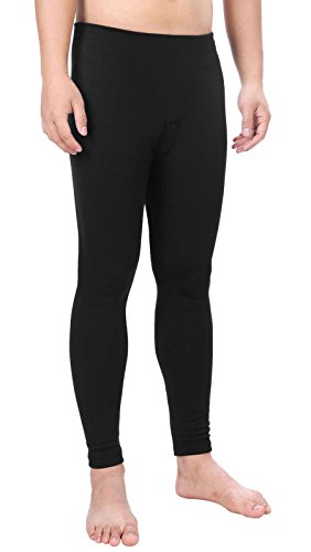 Thermal Underwear Mens Leggings Fleece Stretch Baselayer Bottom Black Long Johns