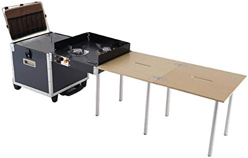 HBRT Mobile Kitchen Console,Outdoor Camping Picnic Portable Kitchen BBQ Self-Driving Car Equipment Folding Table Stove Easy Carry