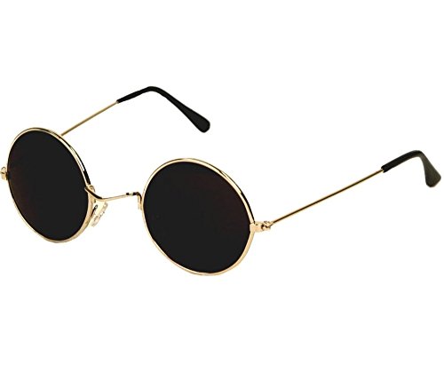 black round sunglasses gold frame