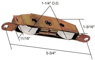 Sliding Glass Door Roller with 1-1/4 Tandem Nylon Wheels; 11/16 Wide Housing by TechnologyLK