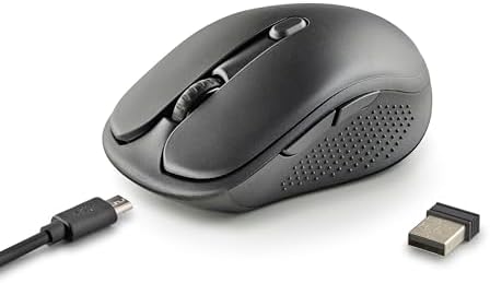 EVO Rust Black - Rato sem fios recarregável de 2,4 GHz para computador/portátil/MacBook/PC/Mac/Mac/iPad/tablet, teclas silenciosas, níveis de 3 DPI: 800/1200/1600, Concebido para destros, preto