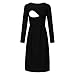 Maternity Nursing Dress,Crytech Solid Color Long Sleeve Double Layer Knee Length Midi Dress for Breastfeeding Pregnancy Loose Casual Sleepwear Nightgown Casual Clothes (Large, Black)thumb 1