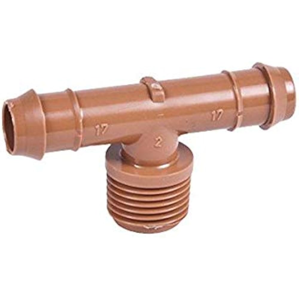 (20Pack) Drip Irrigation Brown Barbed Adapter Tee Fittings Fits 1/2