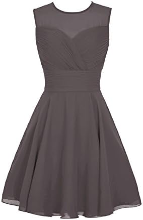 Tidetell 2016 Women's Bridesmaid Dress Sheer Jewel Chiffon Short Prom Party Gown