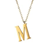 PROSTEEL Initial Letter Necklace, A to Z Trendy Alphabet Name Necklaces, Stainless Steel, Black/18K Gold Plated, Womens Mens Personalized Jewelry Gift