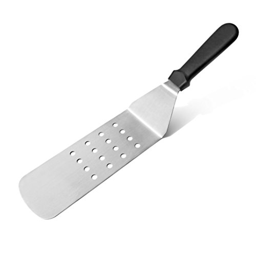 New Star Foodservice 38385 Plastic Handle Flexible Grill Turner/Spatula, 14.5-Inch, Perforated, Black