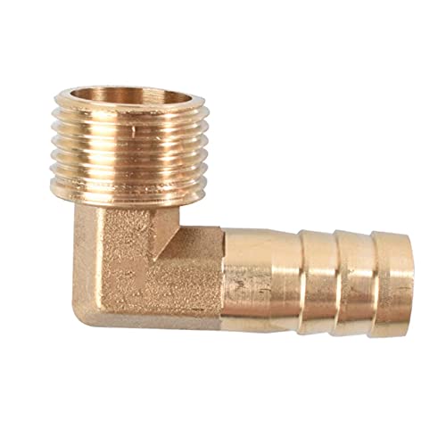 HATOOLHA® Brass Elbow Fitting, 90 Degree Elbow Barb Hose Fitting Adapter, 1/2" BSP NPT Male Thread x Hose Barb 8mm