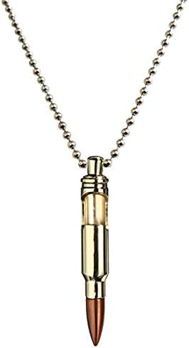 LOZACHE Men's Stainless Steel Gold Bullet Pendant Necklace for Men with Bottle Opener Multifunction