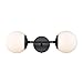 Light Society LS-W268-BK-WH Zeno Black and White Glass 2-Light Globe Wall Sconce, Mid Century Modern Retro Vintage Style