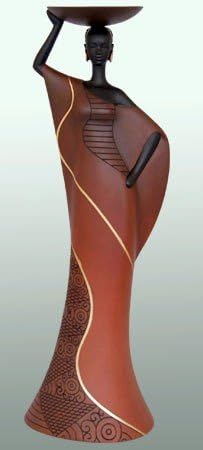 Ebony Treasures Tribal Woman in Brown Candleholder II (Essence of Africa Collection)