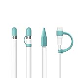[4-Piece] FRTMA for Apple Pencil Cap/Apple Pencil Tip Cover/Cable Adapter Tether/Apple Pencil Cap Holder for iPad Pro Pencil, Ice Sea Blue