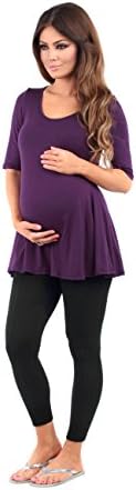 R&amp;C Womens Draped Maternity Tunic Top - Made in USA, Eggplant Purple, X-Large
