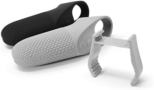 Oculus Go Controller Dual Skin Set + Mounting Clip by Asterion Products - Premium Gel Shell Silicone Grip Covers w/ Low-Profile Traction Diamonds (Set of 2 + Clip) HEADSET & CONTROLLER NOT INCLUDED