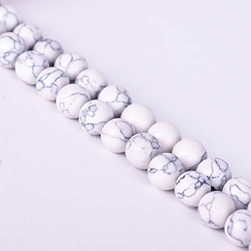 Asingeloo 10mm White Howlite Turquoise Round Gemstone Loose Beads for Jewelry Making 15" a Strand