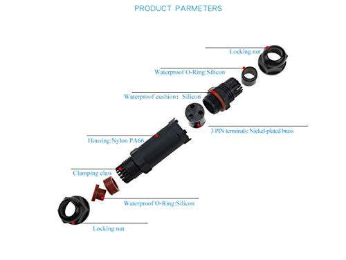 Kabelverbinder Wasserdicht IP68 3-Polig für Ø1-13 mm Kabeldurchmesser,2 Stück Verteilerdose Außen Erdkabel Abzweigdose… – Bild 5