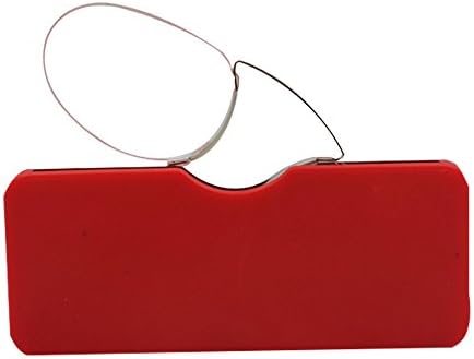 GLASSESBROS 2017 NEW Nose Rimless Reading Glasses , Ultra Lightweight Portable Emergency Wallet Reader with Case Go Everywhere (1.5 STRENGTH, Red Frame,Red case)