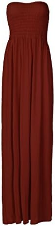 Girls Walk Women's Plus Size Plain Boob Tube Bandeau Sheering Maxi Dress