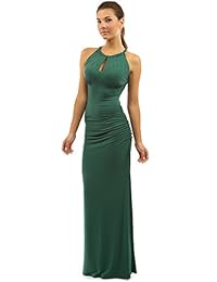 PattyBoutik Vestido maxi al cuerpo, drapeado a los lados, y abertura en el pecho