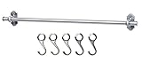 Ikea Steel Kitchen Organizer Set, 22.5-inch Rail, 5 Hooks (1, Silver - Nickel Plated)
