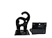 Bookends Pair Nonskid Heavy Metal Durable Sturdy Strong Books Organizer Telephone Booth Bookshelf Decor Decorative Bedroom Library Office School Supplies Stationery Gift (Elephant-Black)