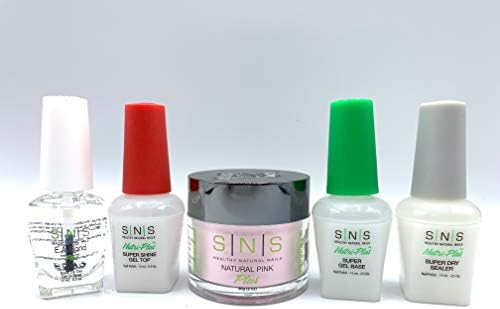 SNS Gelous Base Top EA Bond Sealer Dry Coat Natural Healthy Plus Set for Do It Yourself Home Nails Starter Kit Dipping Powder (Natural Pink)