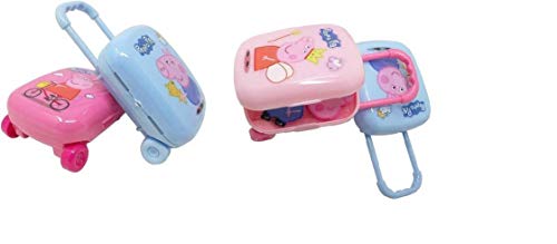H&D Enterprises Combo of 4 Peppa Pig Cartoon Style Suitcase with Erasers| Gift for Kids| Return Gifts(Pink, Blue and Baby Pink)