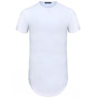 Aiyino Mens Hipster Hip Hop T-Shirt with Side Zipper Trim M White