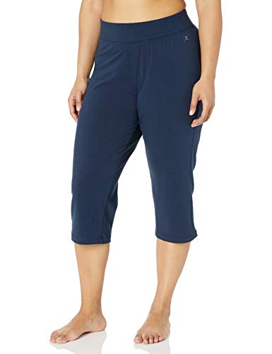 Danskin Women’s Plus Size Sleek Fit Yoga Crop Pant, Midnight Navy, 2X