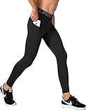 Lavento Men's Compression Pants Running Tights Leggings with Phone Pockets