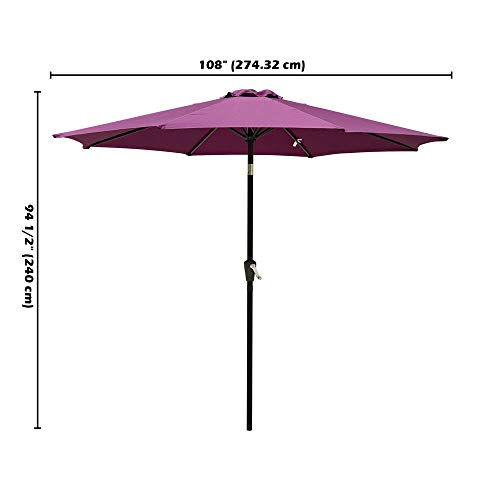Yeshom 9 ft Outdoor Garden Patio Umbrella 8 Ribs Table Umbrella Pool Beach Yard Tilt with Hand Crank UV Protection
