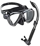 Phantom Aquatics Velocity Scuba Snorkeling Mask Snorkel Set, Black Titanium
