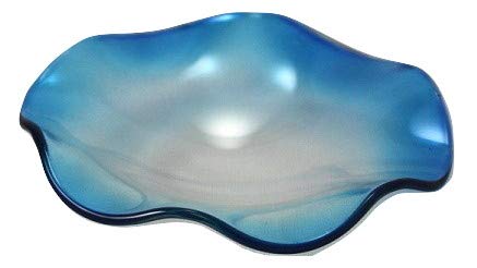 VISTA Replacement Wavy 4.5" Glass Dish for Electric Oil Aromatherapy Burner/Warmer Blue