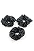 100% Premium Mulberry Silk Hair Luxe Scrunchies (Pack of 3 Black Hair Ties Per Box)