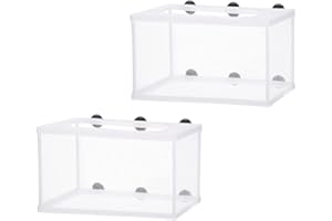 BRYHZKCM 2pcs Fish Hatchery Breeder Box,Nylon Mesh Fish Fry Hatchery Breeder Box Separation Net Incubator Mesh, with Suction Cup,Large Size 10"x 6"x 6"