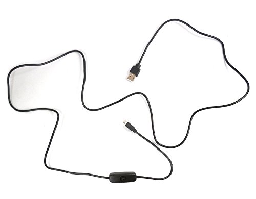 MakerSpot 5ft - 1.5m Long USB 2.0 to Micro USB Extension Cable with Click Button Power On Off for Raspberry Pi Zero W iPhone Smartphone Tablet Charging