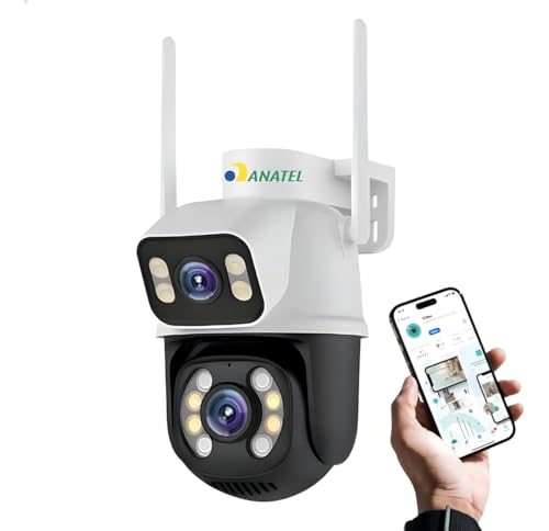 Câmera De Segurança Sem Fio Wi-fi Externa Interna HD 3MP Lente Dupla Giratória Smart IP66 Prova D'água Visão Noturna Infravermelho Chamada de Voz Bidirecional Premium