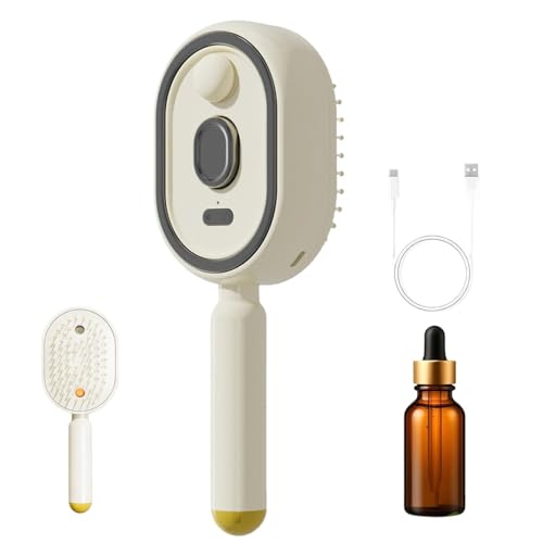 Electric Steam Brush for Hair, Detangling Steam Brushes with Oil, 2-in-1 Misting Hair Brush with Water Spray, Reduce Frizz, Nourishes Hairs, Anti-Static